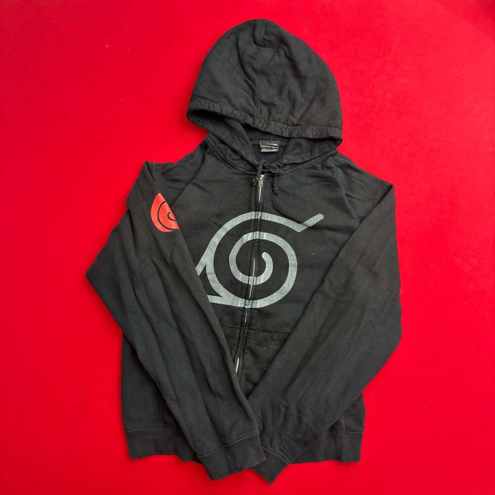 Vintage 2002 Shonen Jump’s Naruto Kakashi Graphic Zip Up Black Hoodie Size Mediu